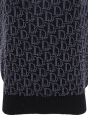 トロッターパターンニットベスト ブラック/グレー