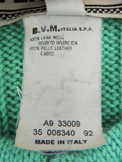 Leather ribbed knit cardigan in emerald green