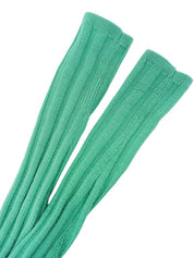 Leather ribbed knit cardigan in emerald green