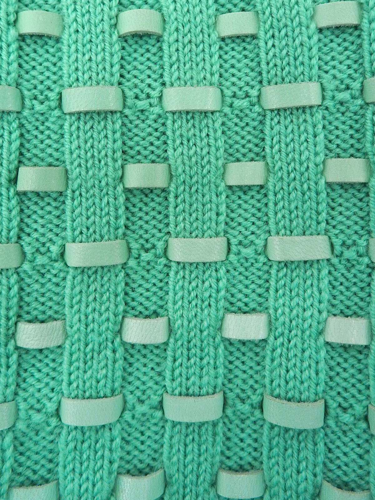 Leather ribbed knit cardigan in emerald green