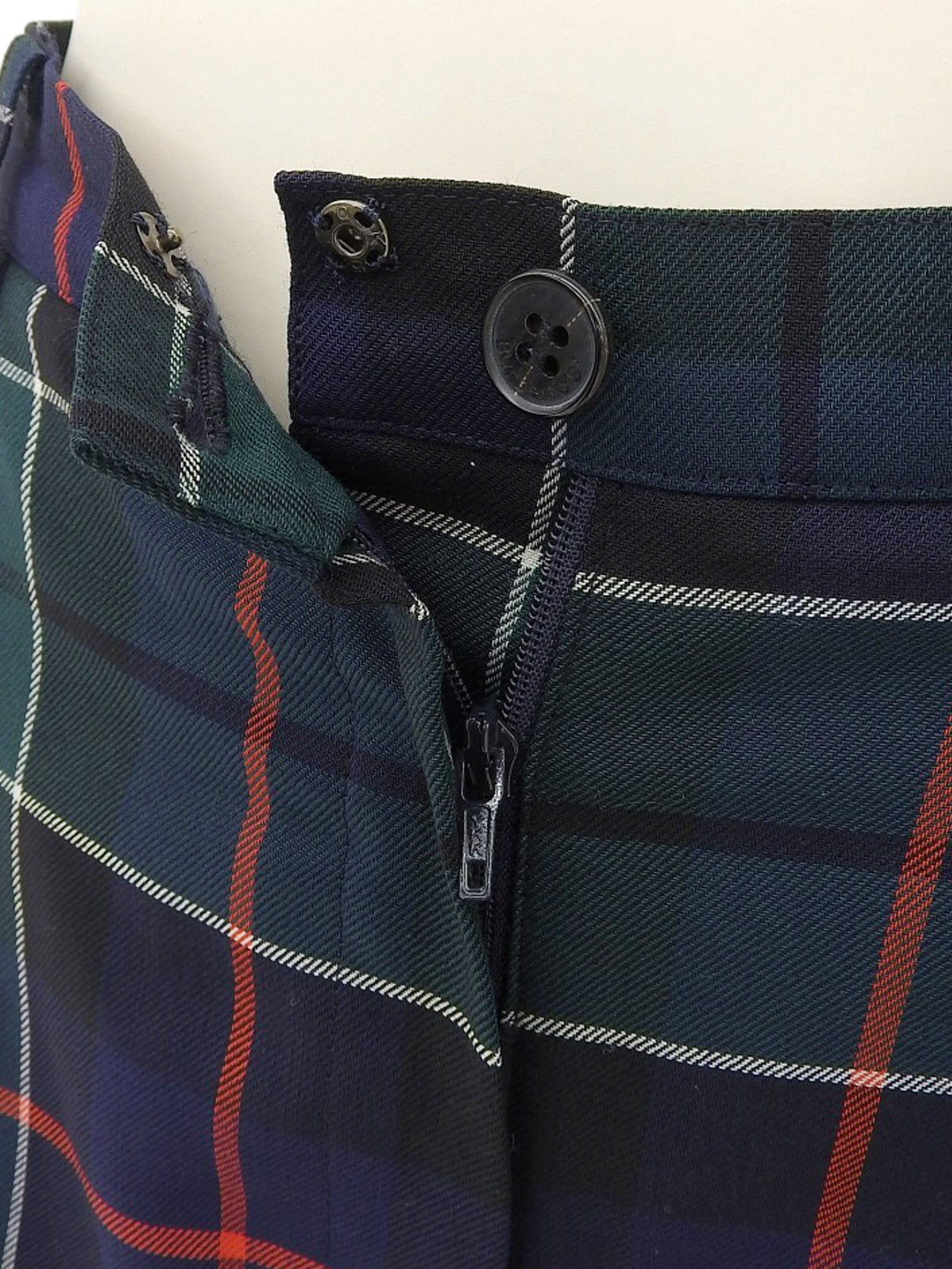 Check pattern pants navy/green