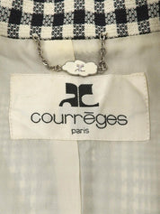 チェックパターンロゴボタンジャケット アイボリー/ブラック