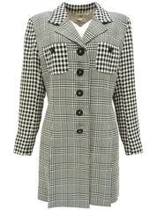 チェックパターンロゴボタンジャケット アイボリー/ブラック