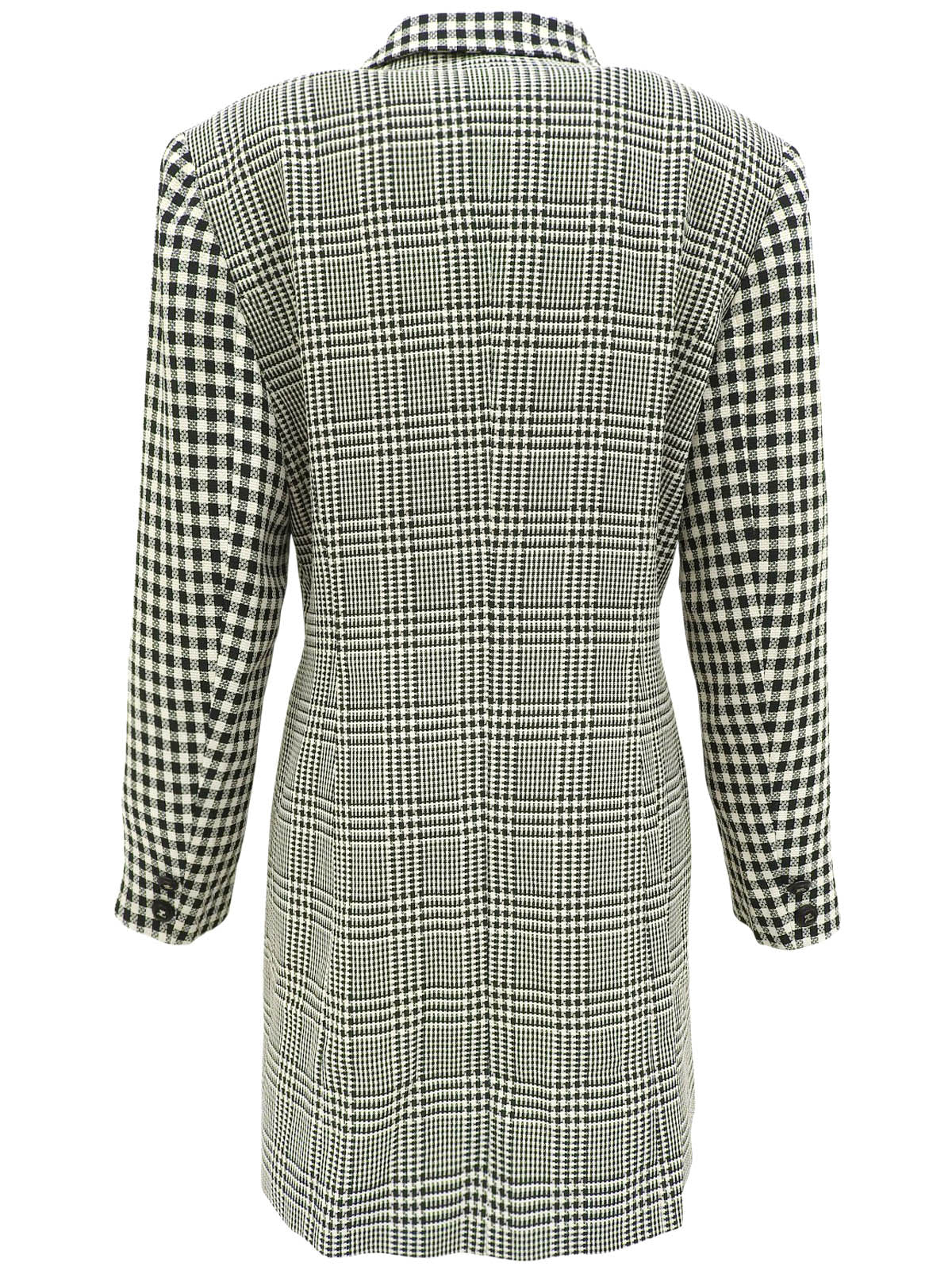 チェックパターンロゴボタンジャケット アイボリー/ブラック