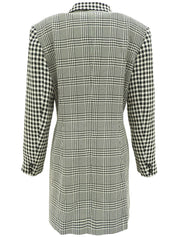 チェックパターンロゴボタンジャケット アイボリー/ブラック