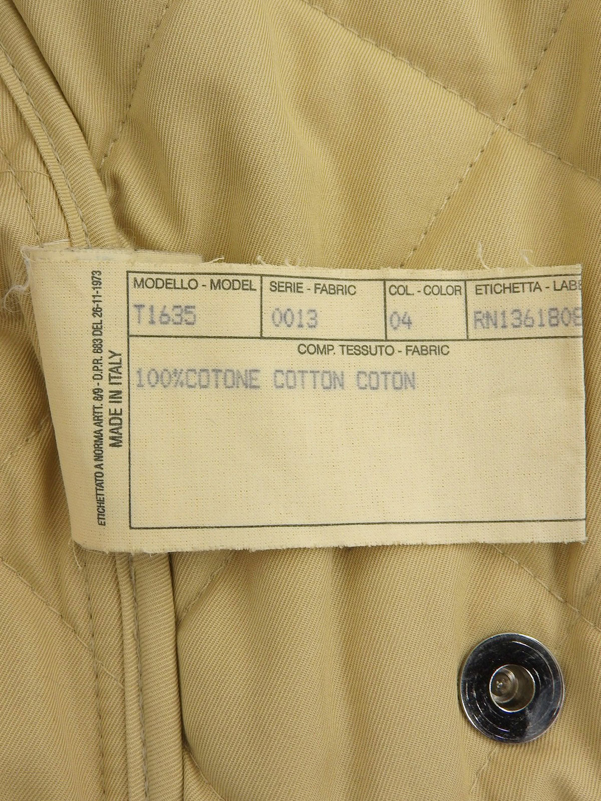 キルティングガンチーニボタンコート ベージュ