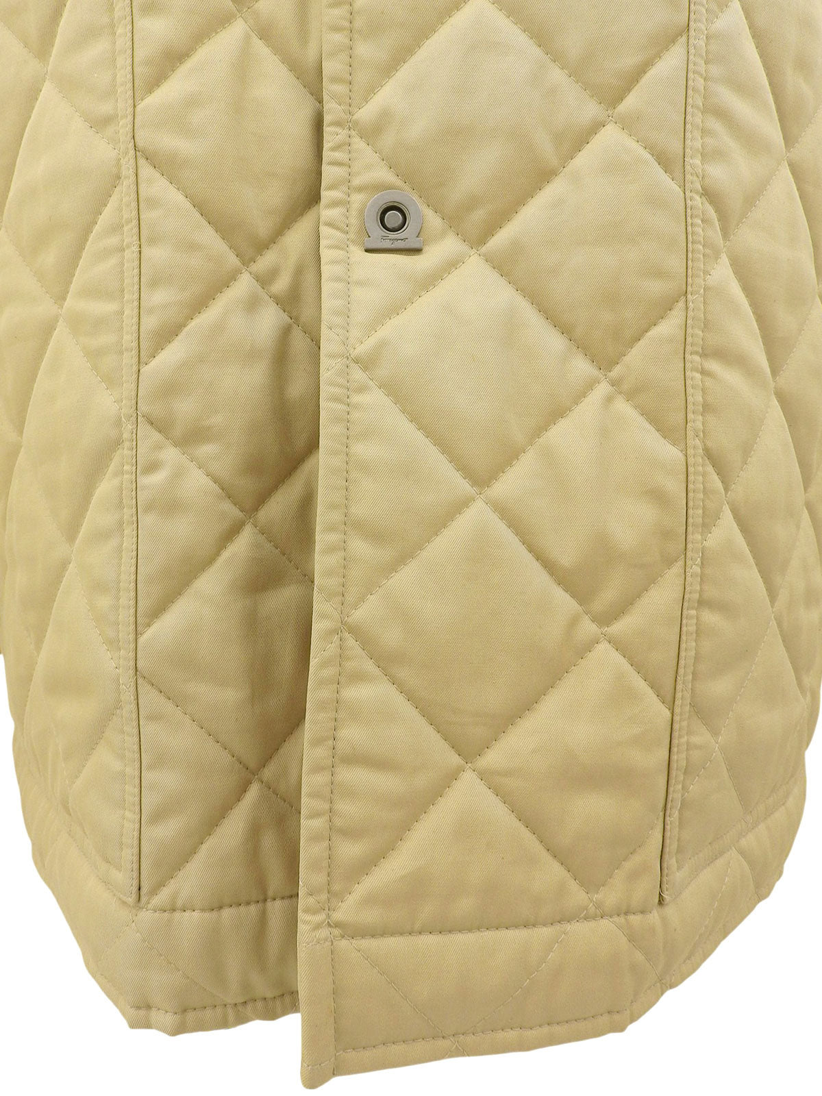 Quilted Gancini Button Coat Beige