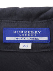 チェックパターンロゴ刺繍半袖ミニワンピース ネイビー