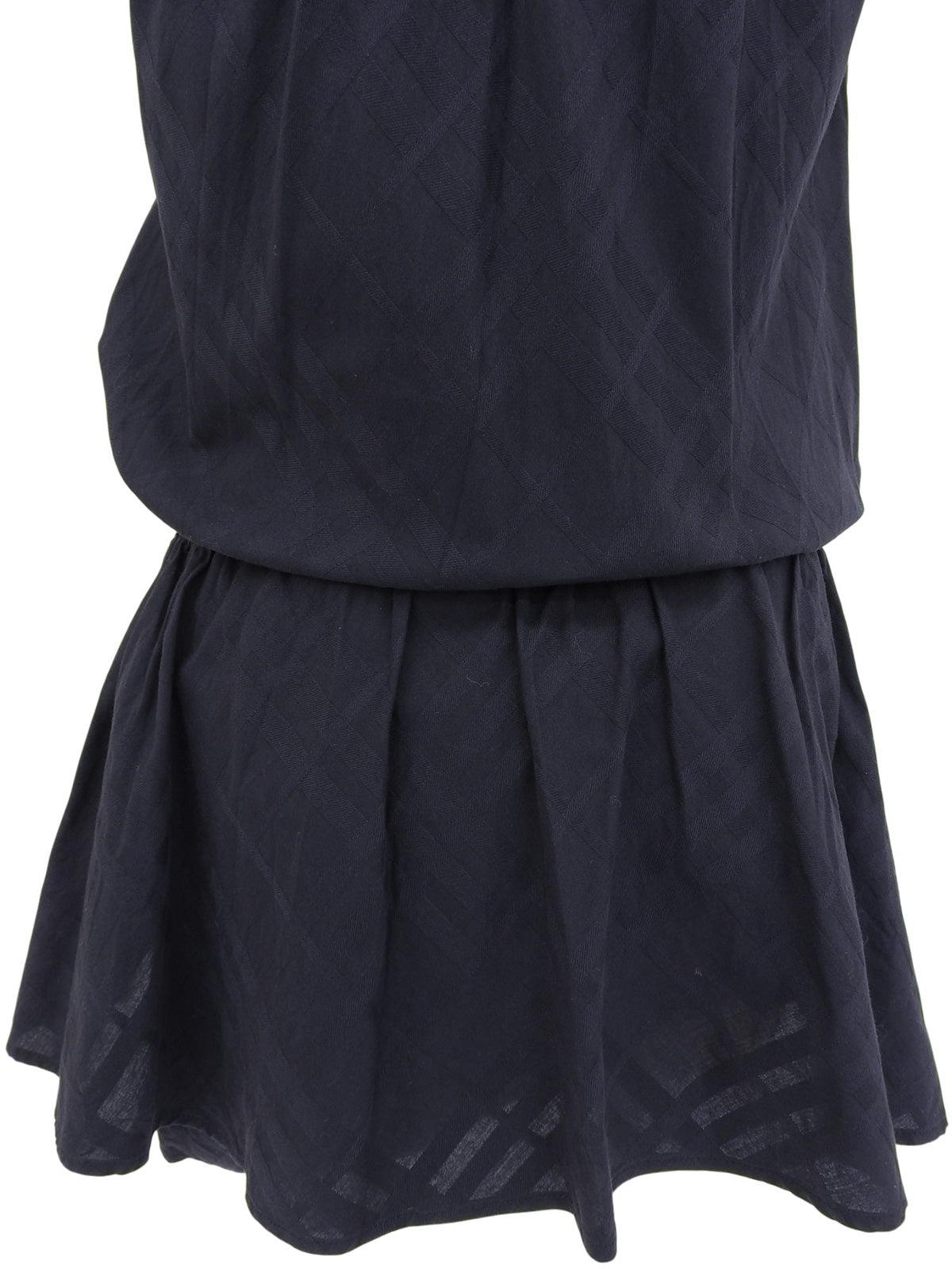 チェックパターンロゴ刺繍半袖ミニワンピース ネイビー