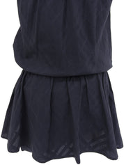 チェックパターンロゴ刺繍半袖ミニワンピース ネイビー