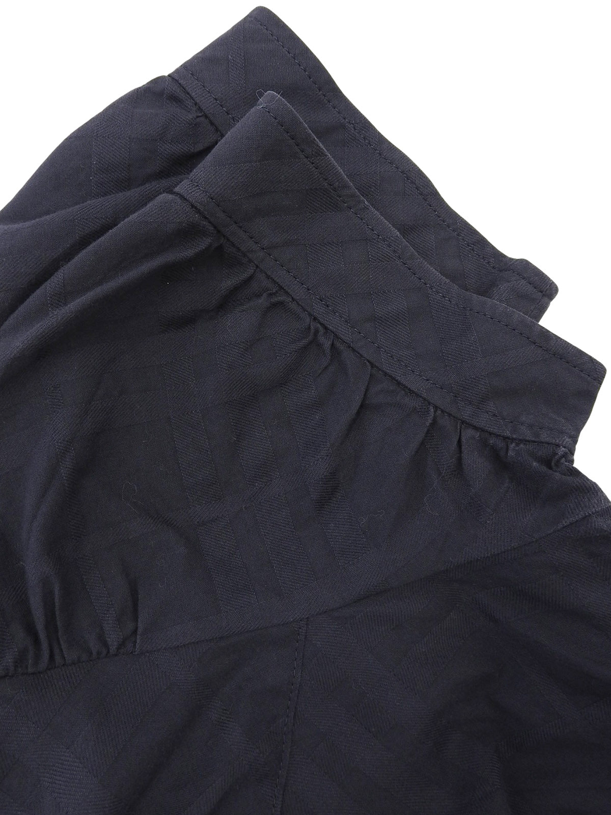 チェックパターンロゴ刺繍半袖ミニワンピース ネイビー