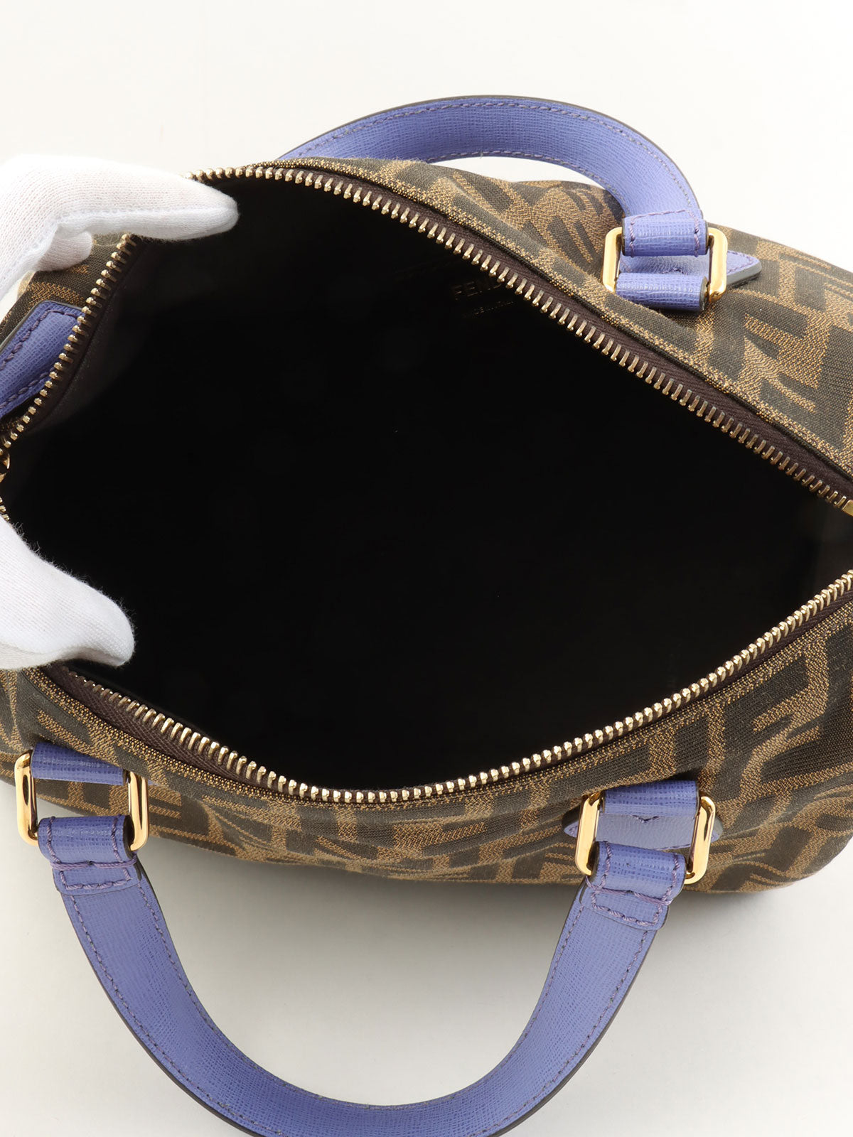 FFズッカパターン2wayバッグ ブラウン/パープル