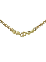 ラインストーンロゴプレートチェーンネックレス ゴールド