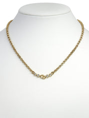 ラインストーンロゴプレートチェーンネックレス ゴールド