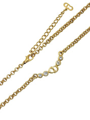 ラインストーンロゴプレートチェーンネックレス ゴールド