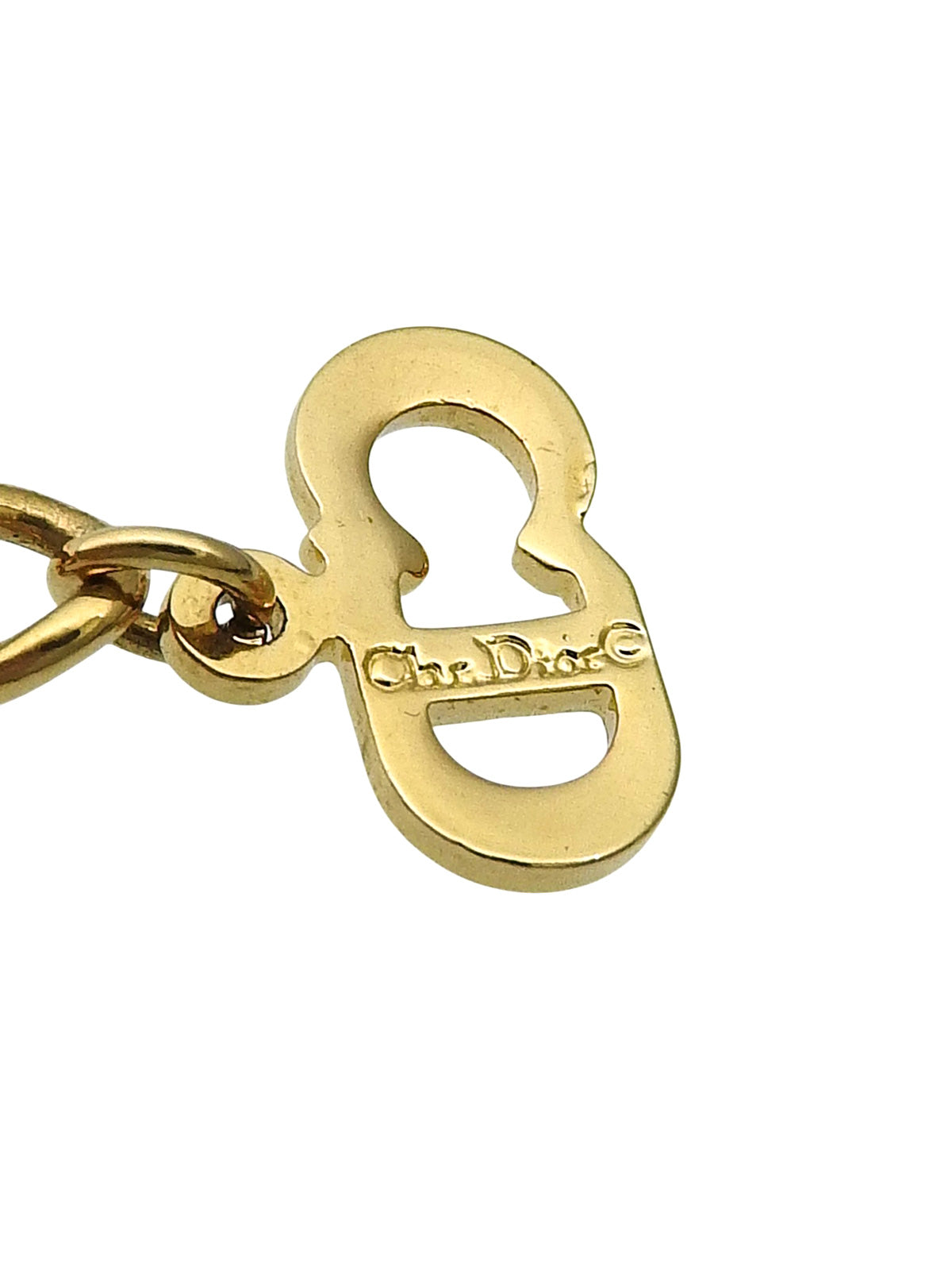 ラインストーンロゴプレートチェーンネックレス ゴールド