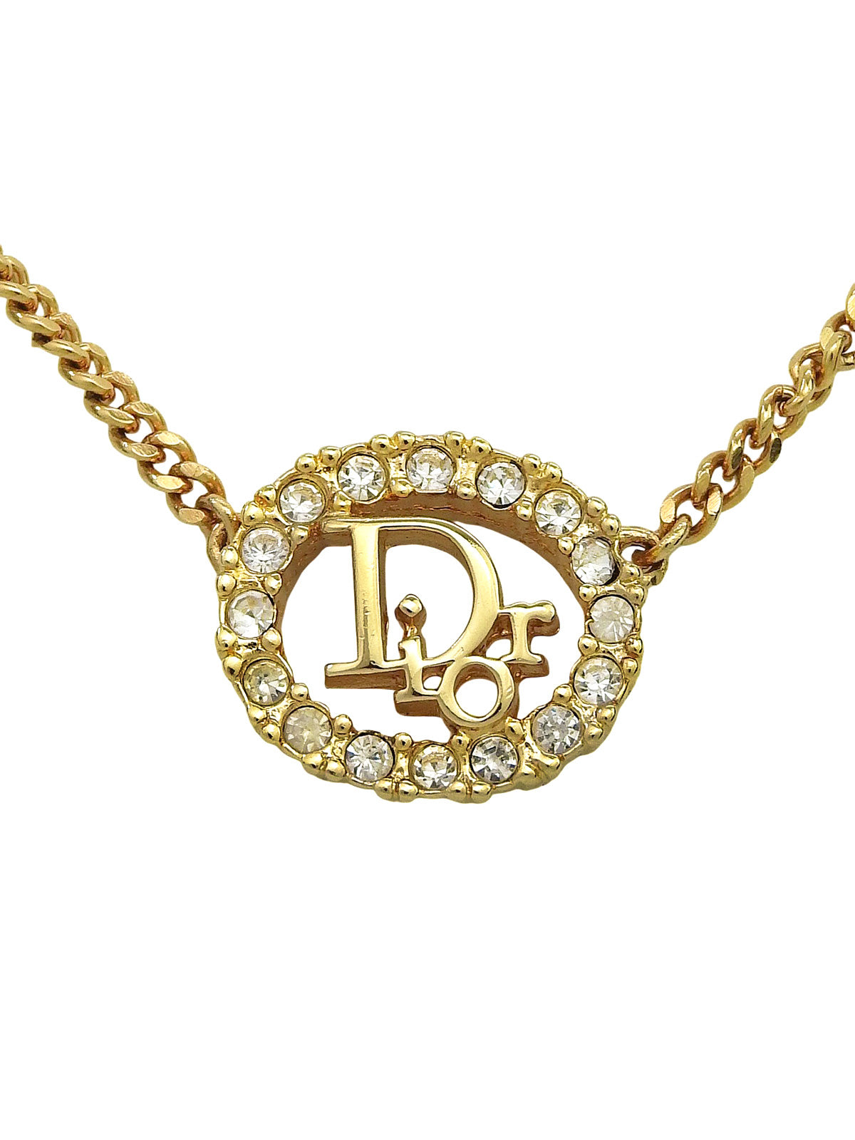 Rhinestone Oval Logo Necklace