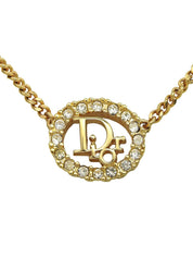 Rhinestone Oval Logo Necklace