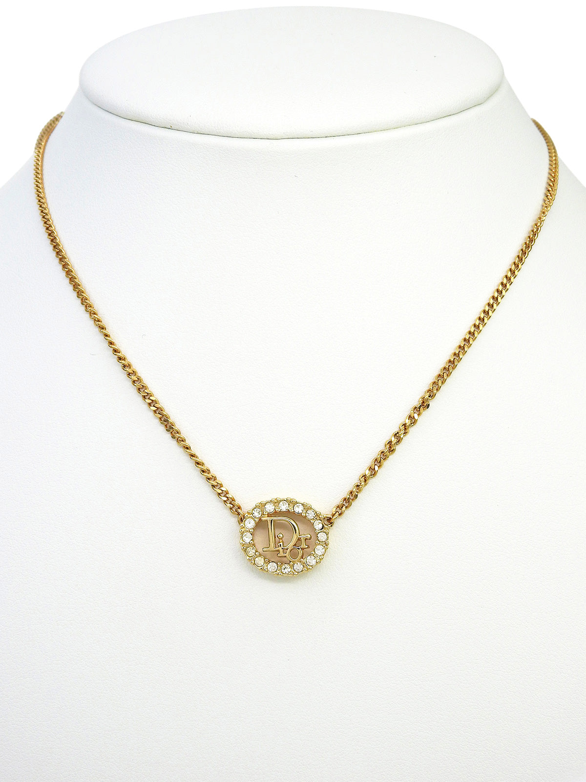 Rhinestone Oval Logo Necklace