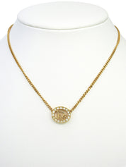 Rhinestone Oval Logo Necklace