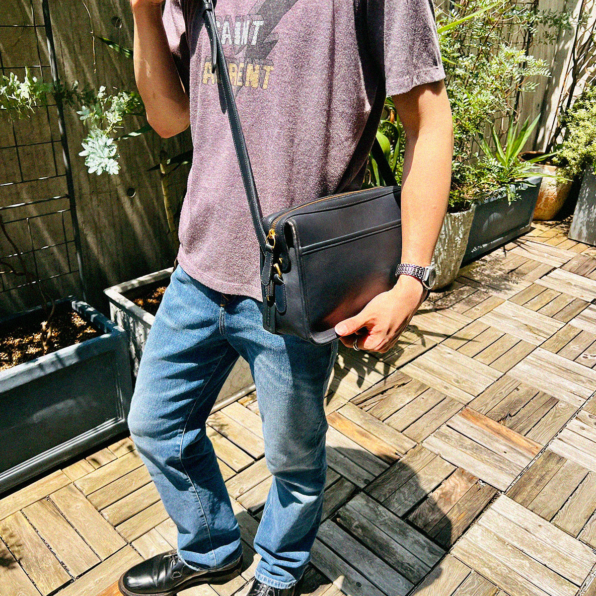 Logo Charm Shoulder Bag - Navy