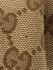 米色/红色帆布 GG 图案手提包