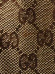 米色/红色帆布 GG 图案手提包