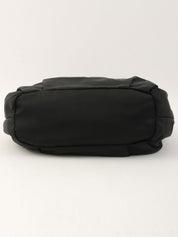 黑色尼龙Logo铭牌缎带手提包