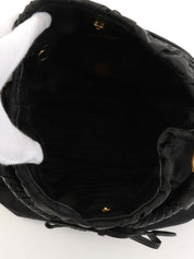 黑色尼龙Logo铭牌缎带手提包