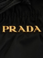 黑色尼龙Logo铭牌缎带手提包