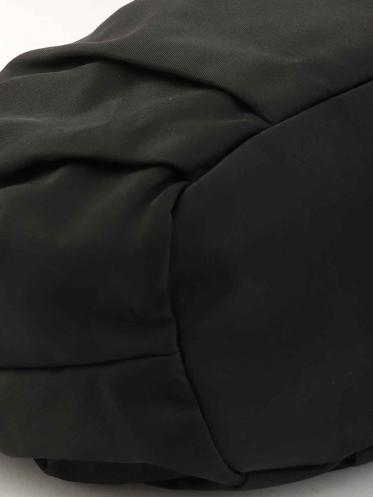 黑色尼龙Logo铭牌缎带手提包