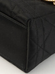 サテンレディディオールカナージュステッチハンドバッグミニ ブラック