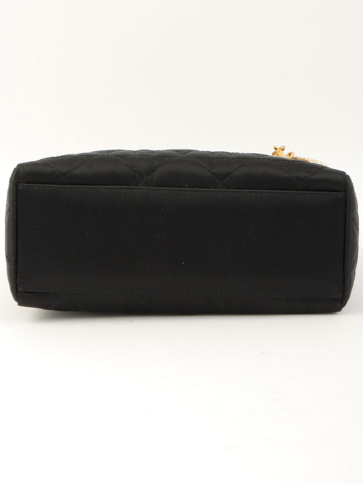 サテンレディディオールカナージュステッチハンドバッグミニ ブラック