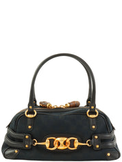 キャンバスGGホースビットハンドバッグ ブラック