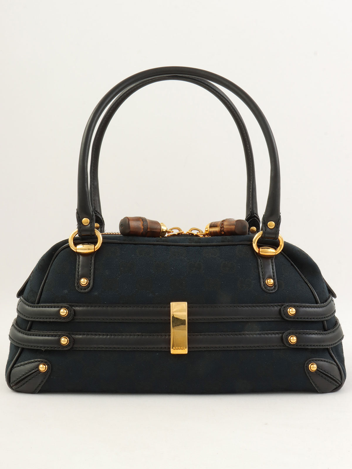 キャンバスGGホースビットハンドバッグ ブラック