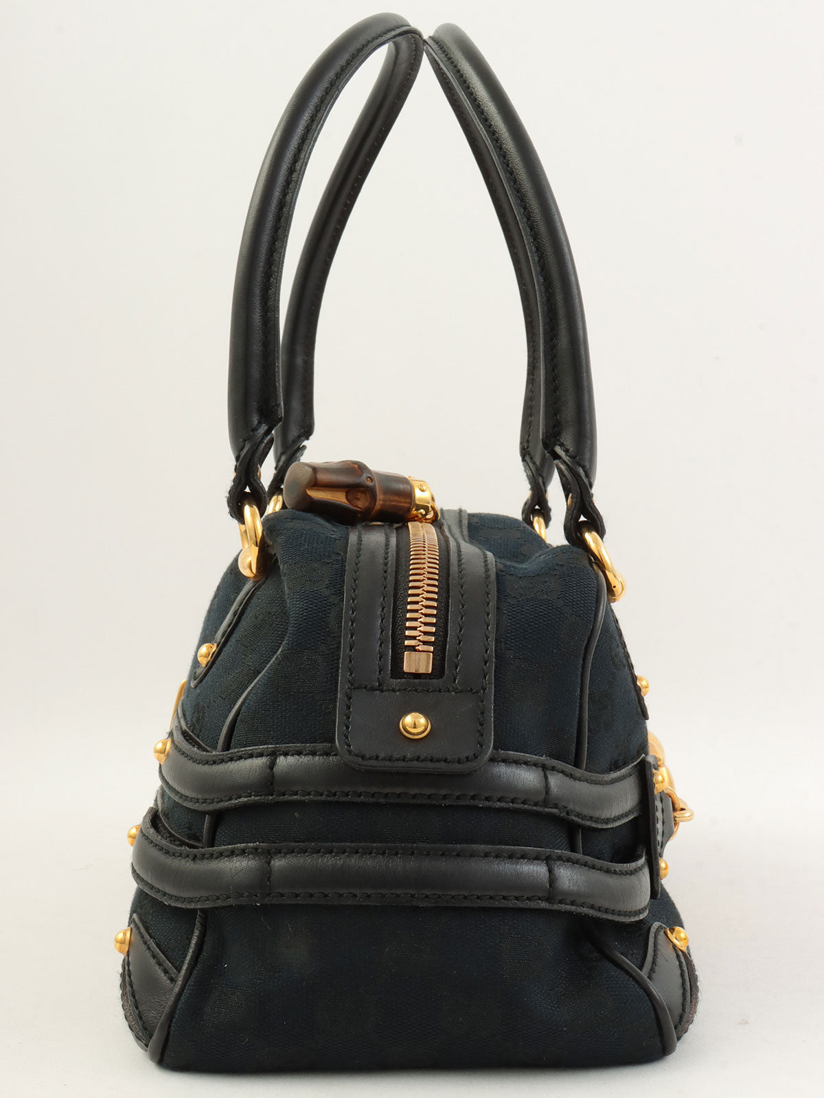 キャンバスGGホースビットハンドバッグ ブラック