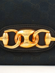 キャンバスGGホースビットハンドバッグ ブラック