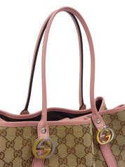 帆布 GG 图案手提包 米色/粉色
