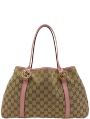 帆布 GG 图案手提包 米色/粉色