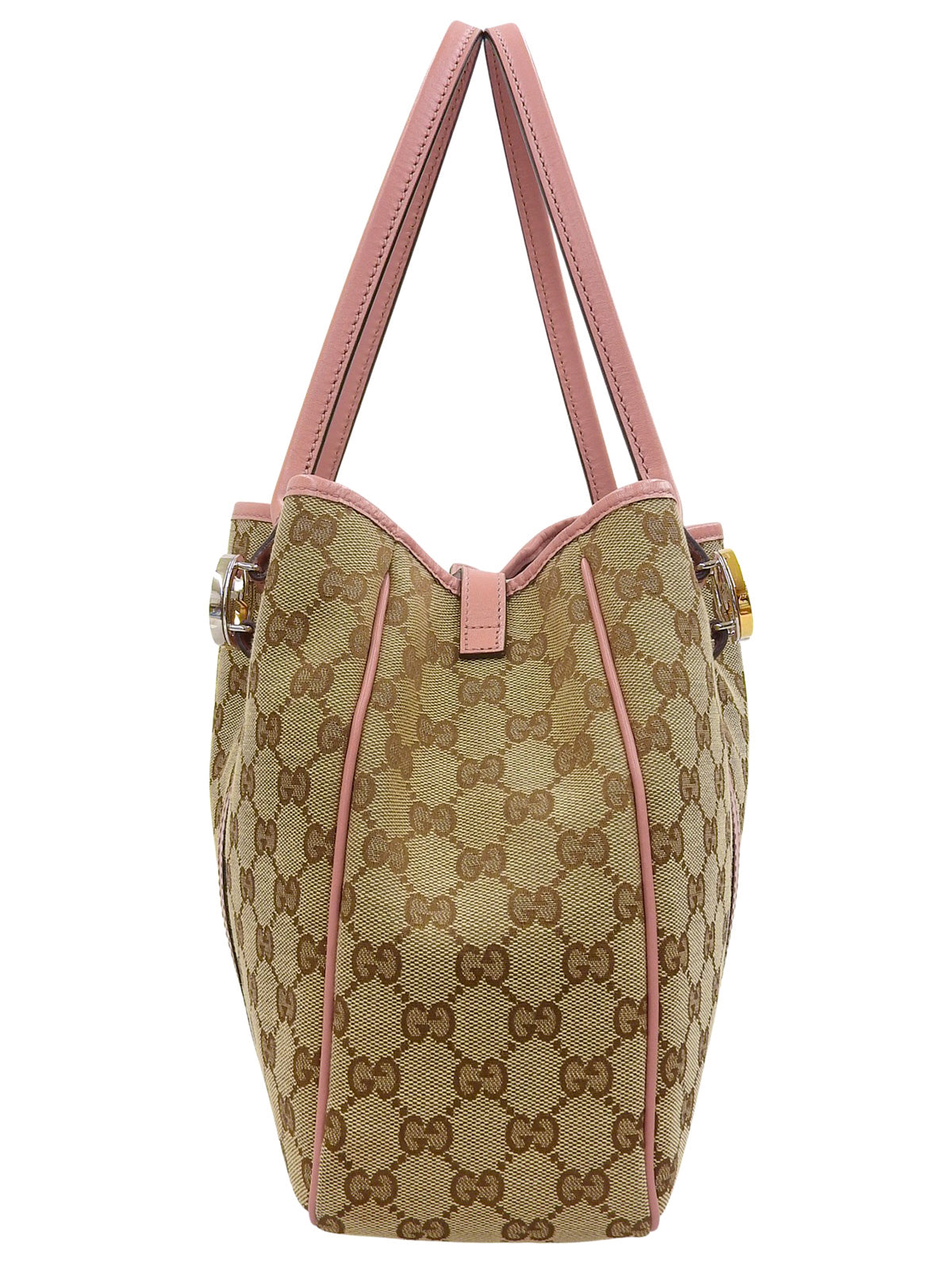 帆布 GG 图案手提包 米色/粉色