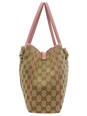 帆布 GG 图案手提包 米色/粉色