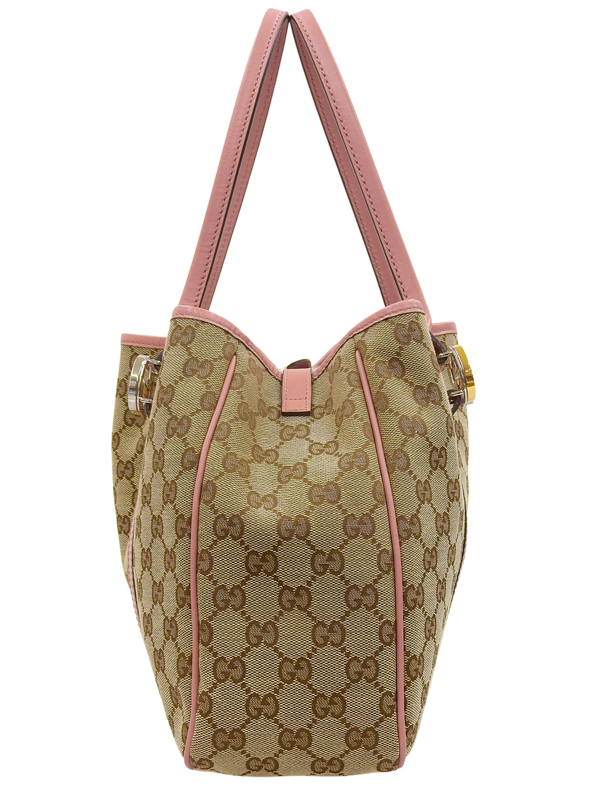 帆布 GG 图案手提包 米色/粉色