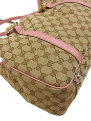 帆布 GG 图案手提包 米色/粉色