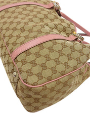 帆布 GG 图案手提包 米色/粉色