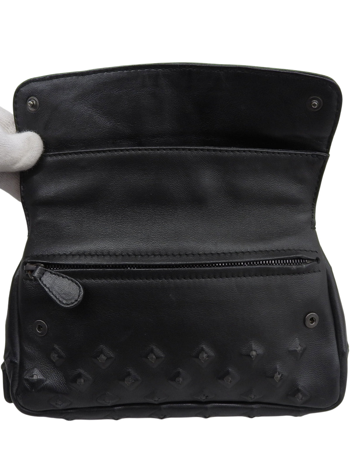 スタッズデザインミニチェーンショルダーバッグ ブラック