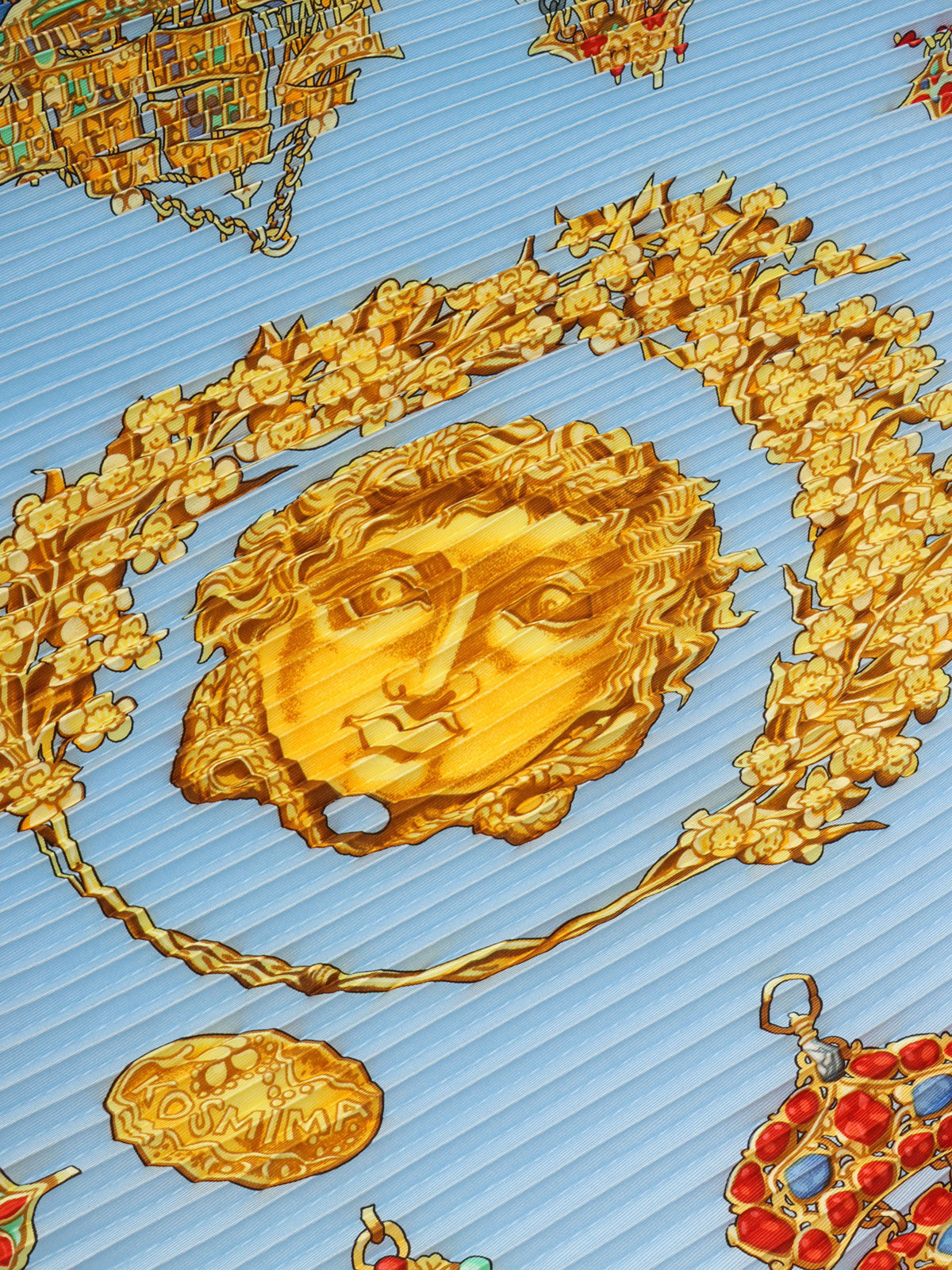 KOSMIMA Pattern Pleated Scarf Blue/Multi