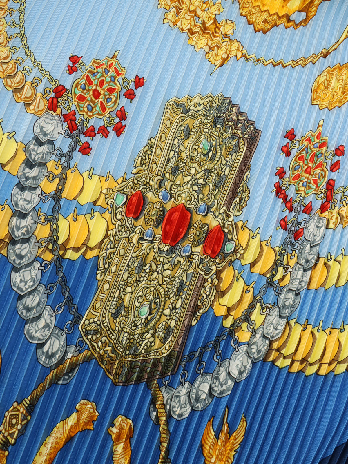 KOSMIMA Pattern Pleated Scarf Blue/Multi