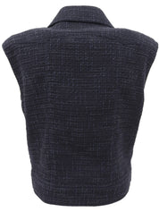 2001年製 ツイードCCマークボタンベスト ネイビー