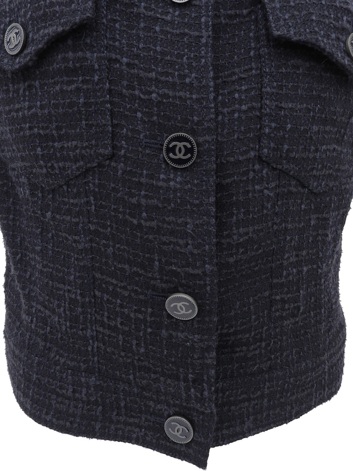 2001年製 ツイードCCマークボタンベスト ネイビー