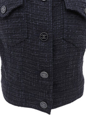 2001年製 ツイードCCマークボタンベスト ネイビー